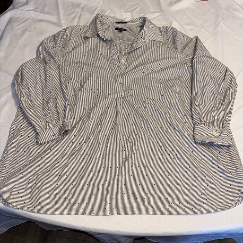 Lands End No Iron‎ Supima Cotton Tunic Shirt 26W Striped Polka Dot Long Sleeve